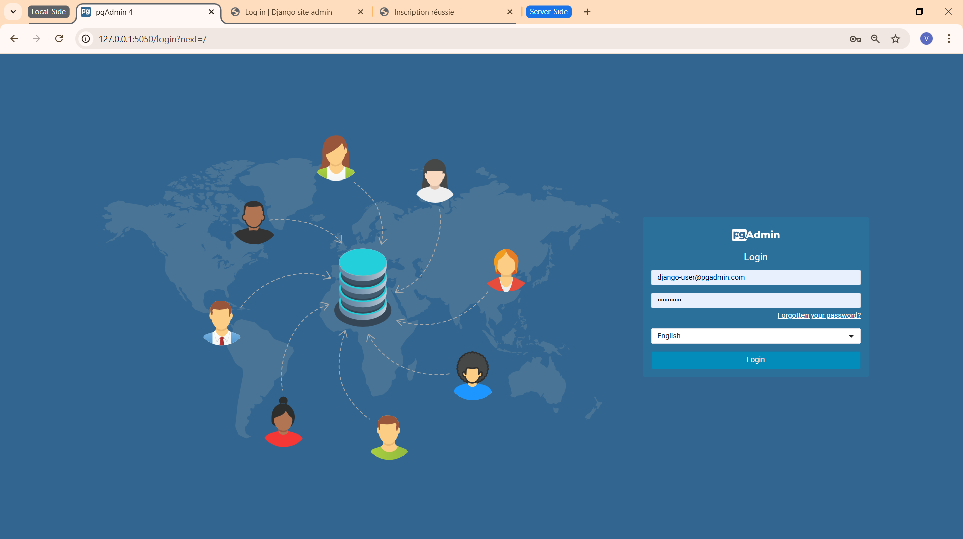 pgAdmin4 local login page
